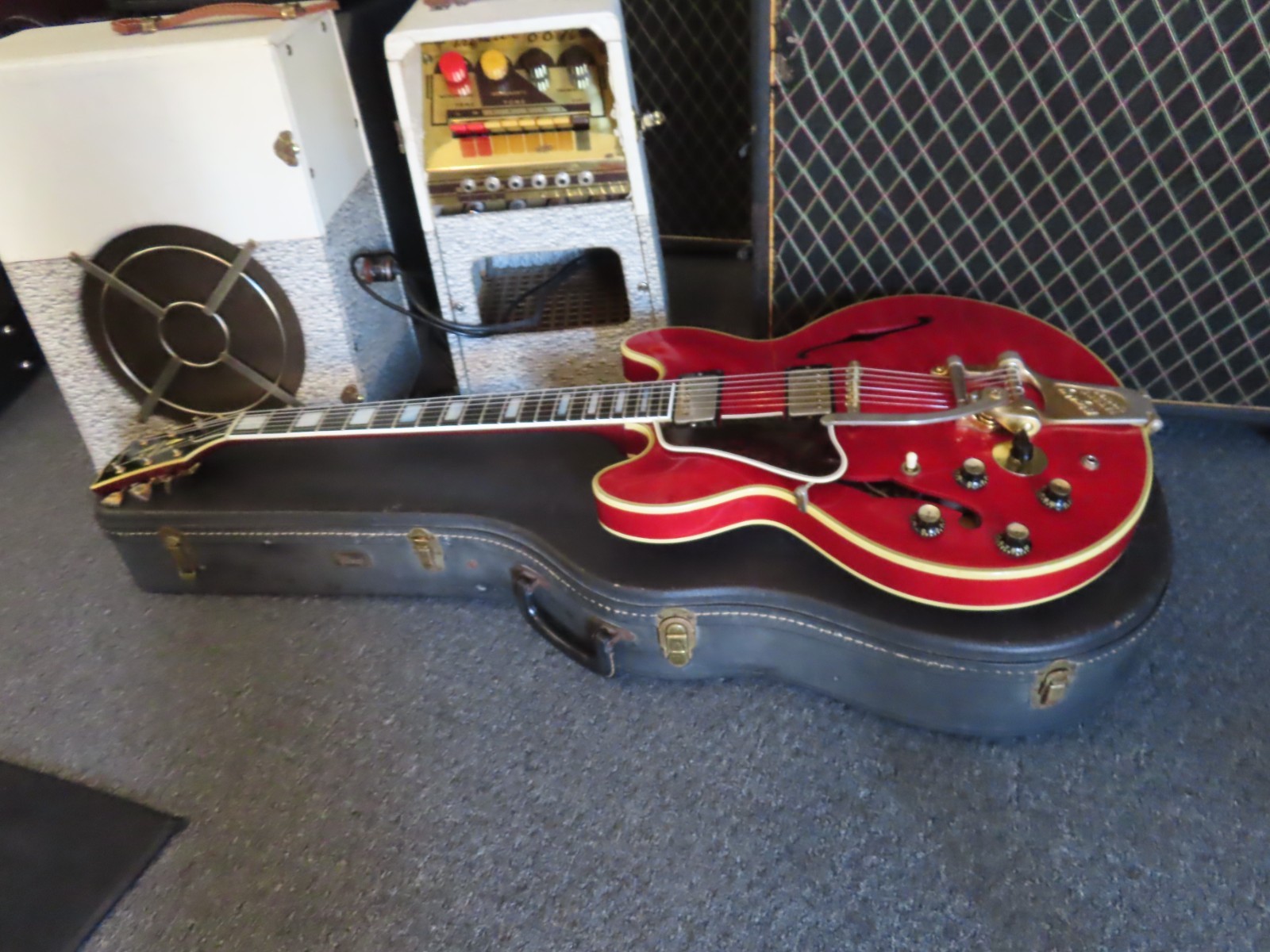 GIBSON 1966 ES-355-TD-SV CHERRY LEFT HANDED BIGSBY 1 OWNER ORIGINAL AMAZING!