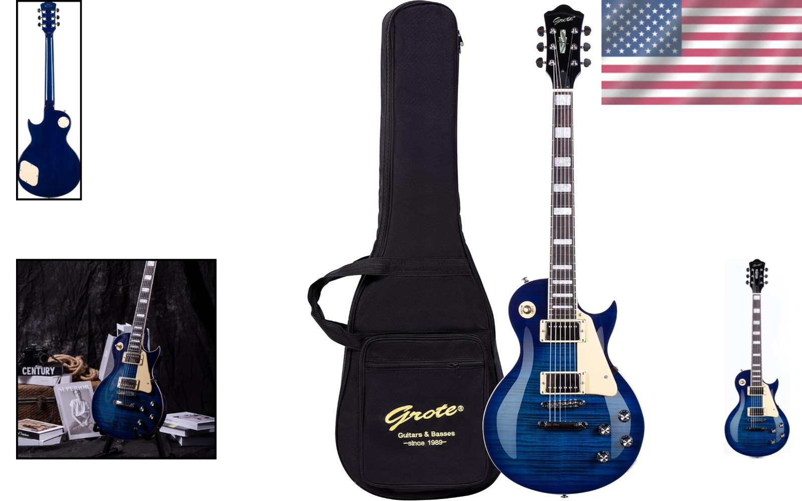 Blue 7-String Electric Guitar with Gigbag LPYS-006