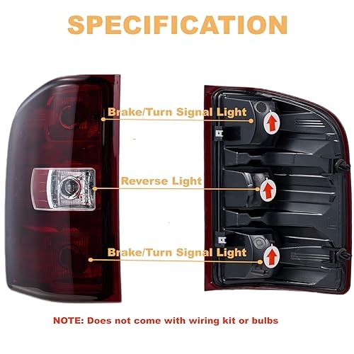 Tail Not Include Bulbs and Wiring Harness Red Smoked Lens-1 Pair(Left+Right)