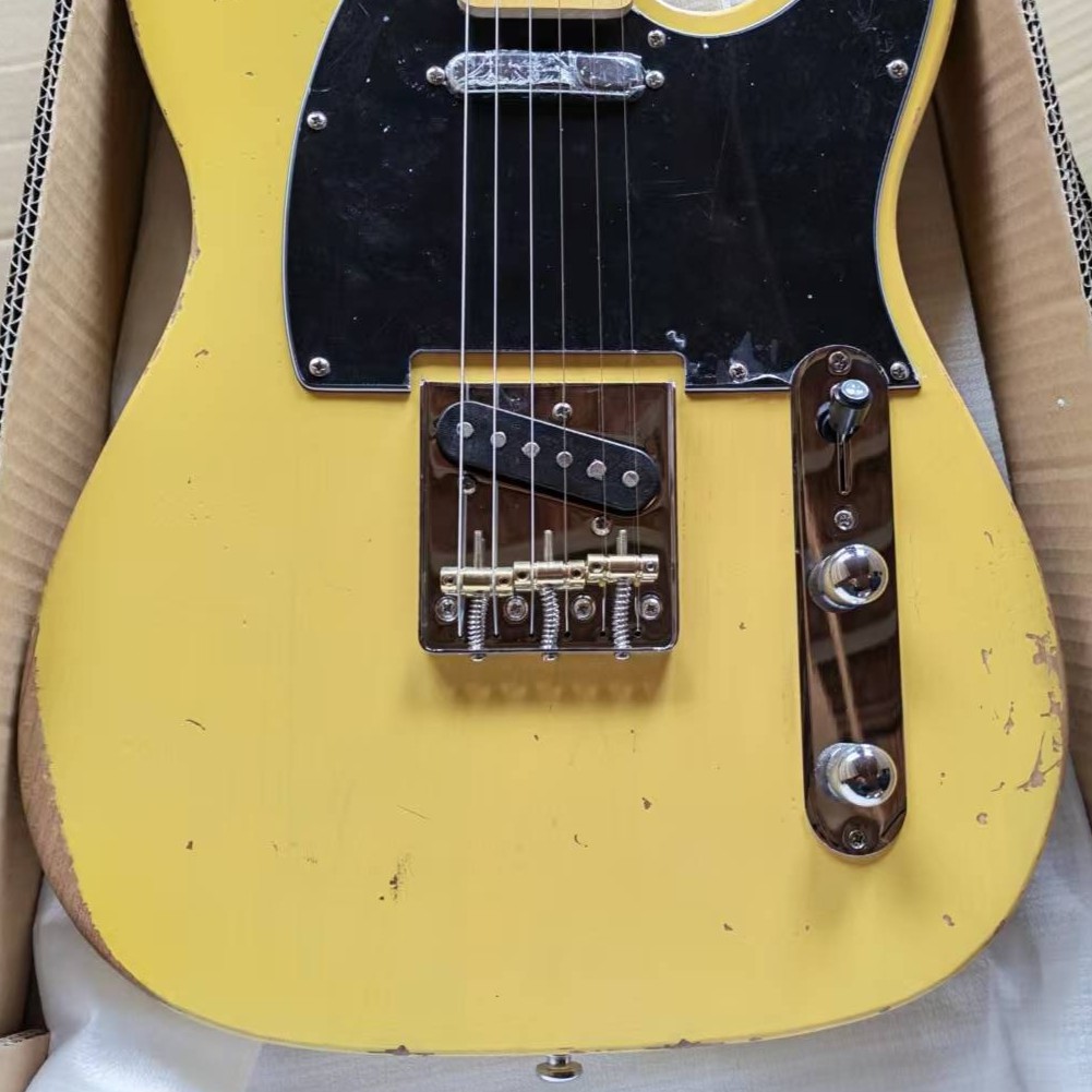 Custom 52s TL Heavy Aged Cream Yellow Electric Guitar SS Pickups 6String Ship US
