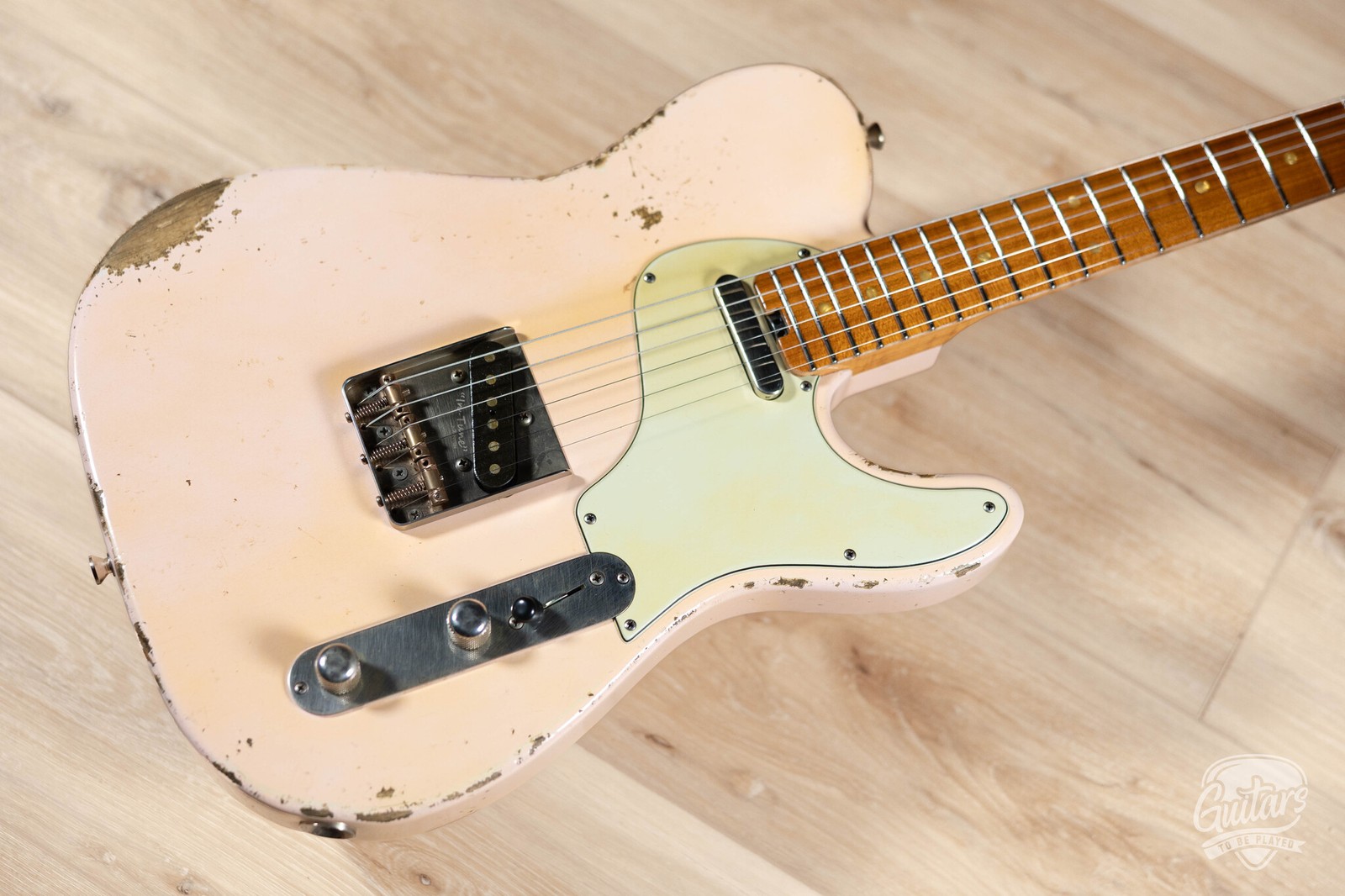 Shabat Lion Swamp Ash T-Style w/ Flame Maple Neck & Lollar Special T’s – Pink