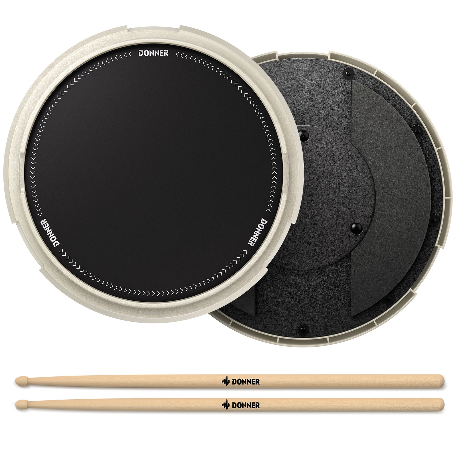 Donner 12 Inch Snare Drum Practice Pad Quiet Silicone Built-in Steel Balls