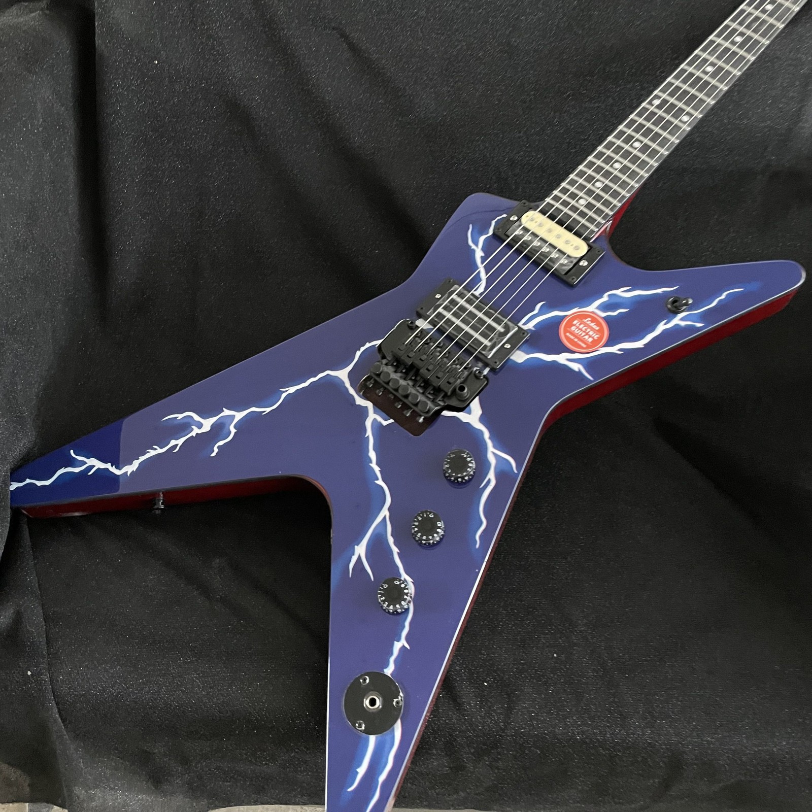Unique blue top white Lightning Electric Guitar FR Bridge HH Pickups black part