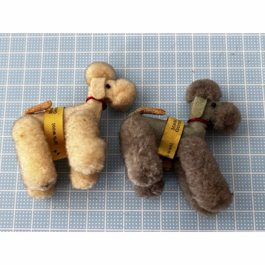 Rare Plush Toy Vintage Steiff Poodle Pair Made in Germany