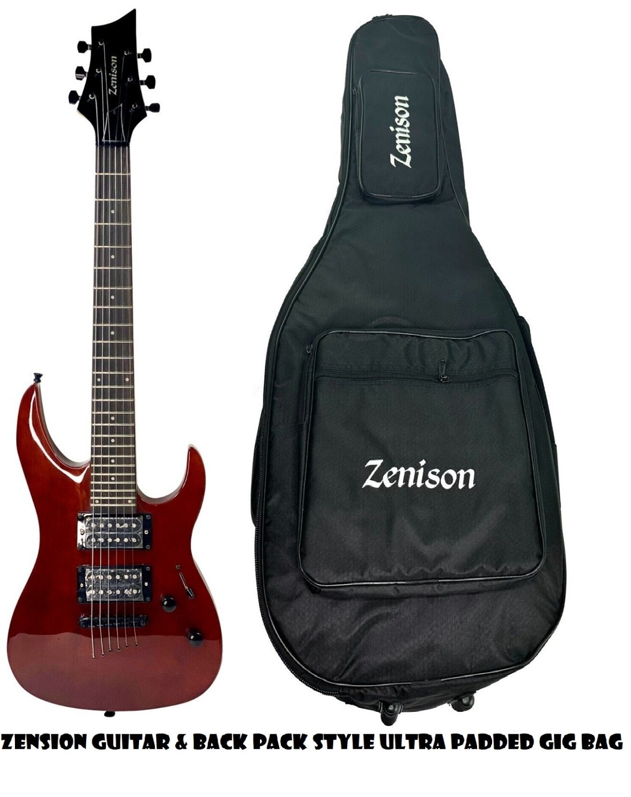 Zenison 34″ Children’s Electric Guitar Rock Style Cherry Red & Back Pack Gig Bag