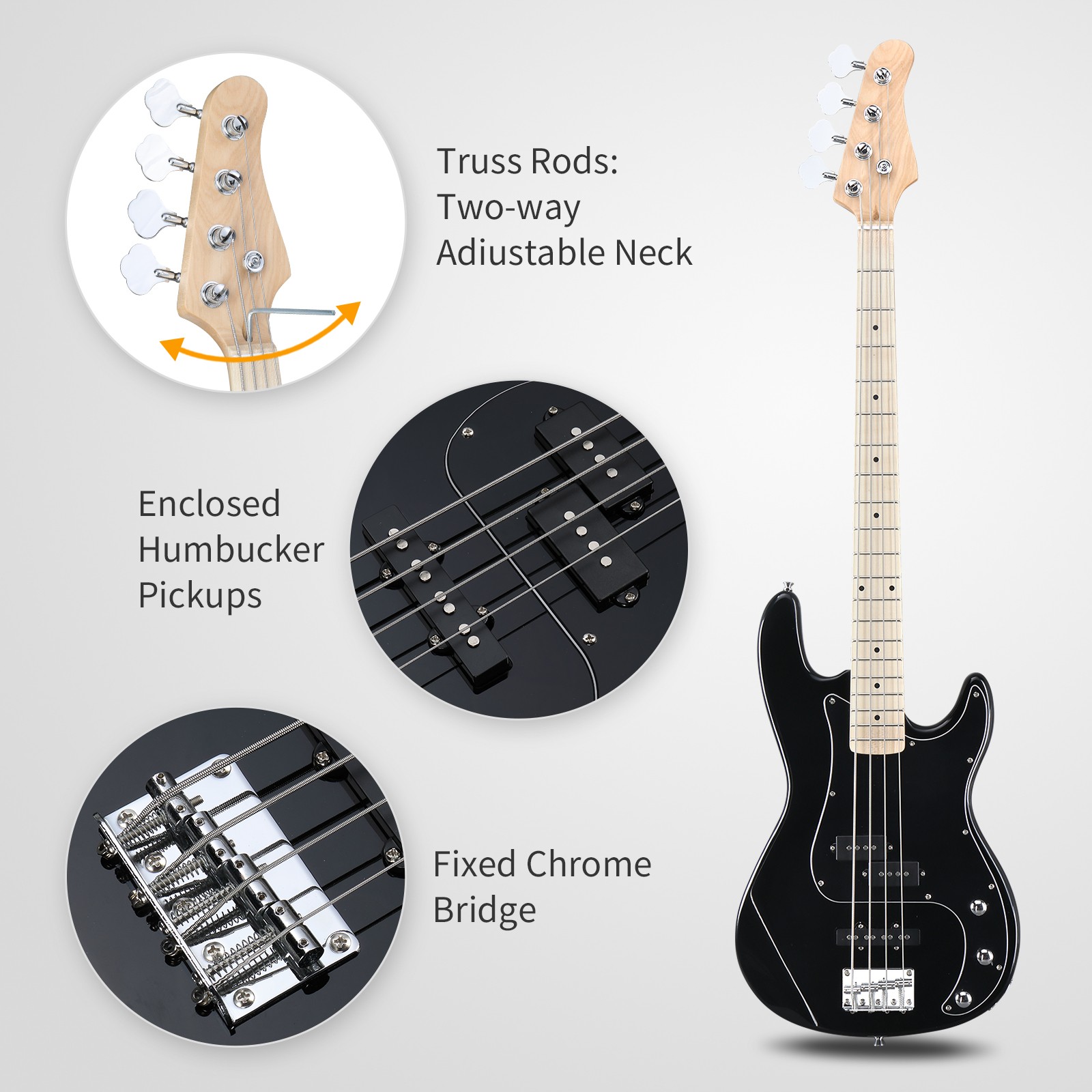 Ktaxon Full-Size KP 4 String Standard 46in Electric Bass Guitar Kit for Beginner