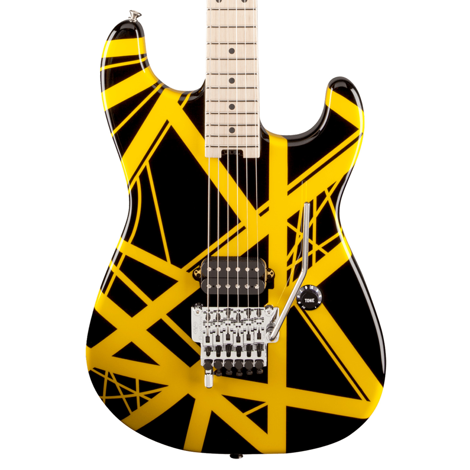 Used EVH Striped Series Electric Guitar – Black w/ Yellow Stripes