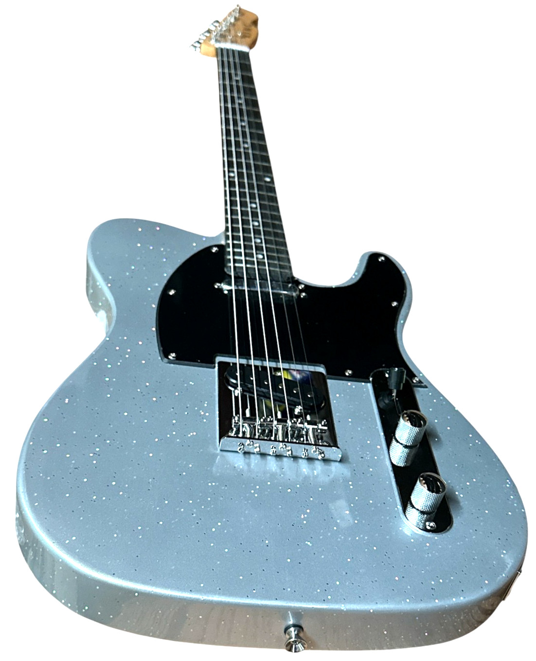 Baritone 6 String Solid TL-STYLE Electric Guitar-27″ Scale-Metalica Silver