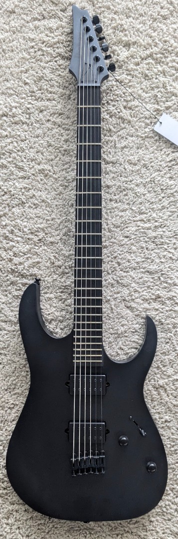 Ibanez RGRTBB21BKF Baritone Electric Guitar, Ebony Fretboard, Flat Black Finish