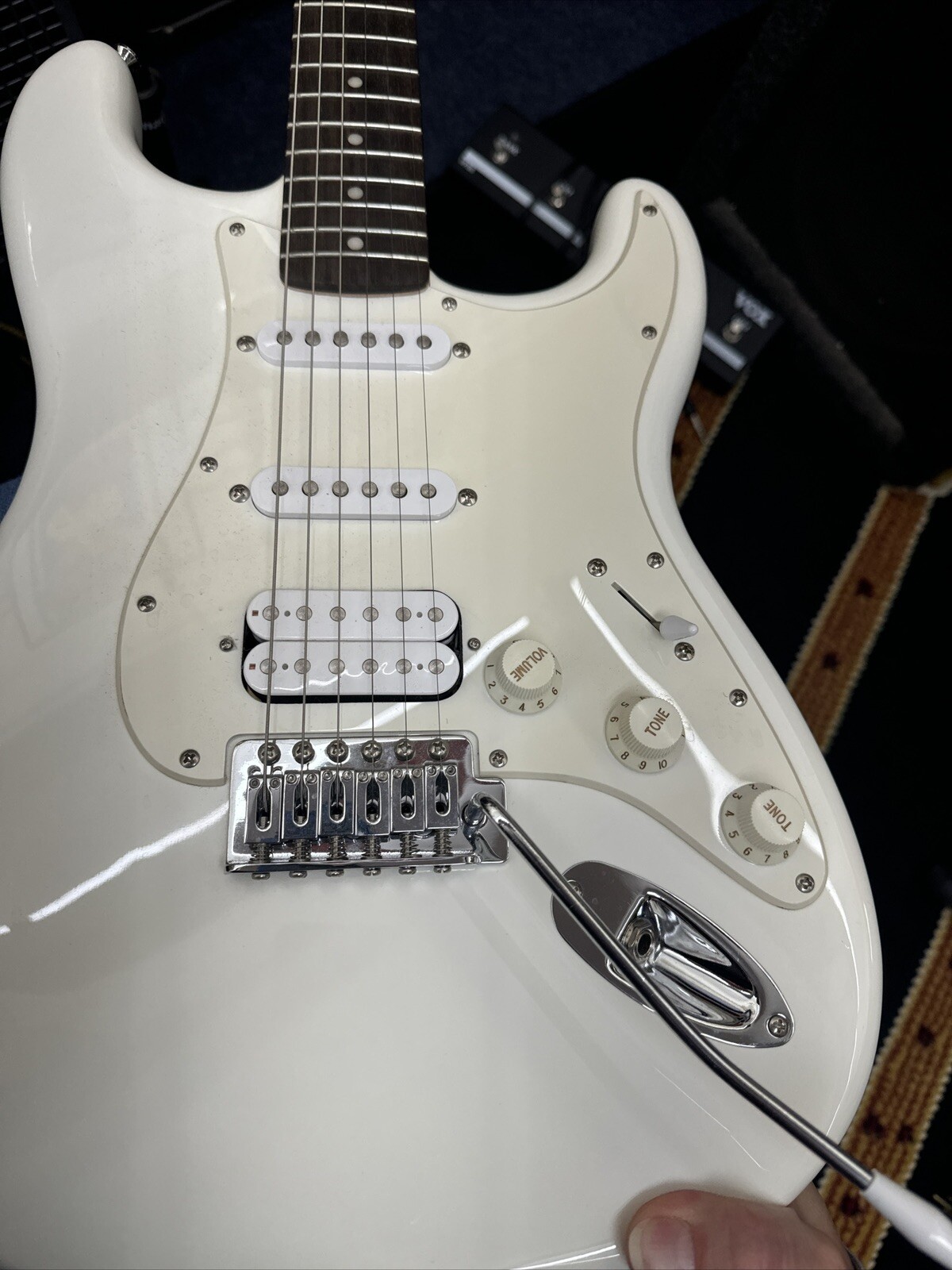 White 2013 Squire Fender Bullet Strat Electric Guitar With Gig Bag