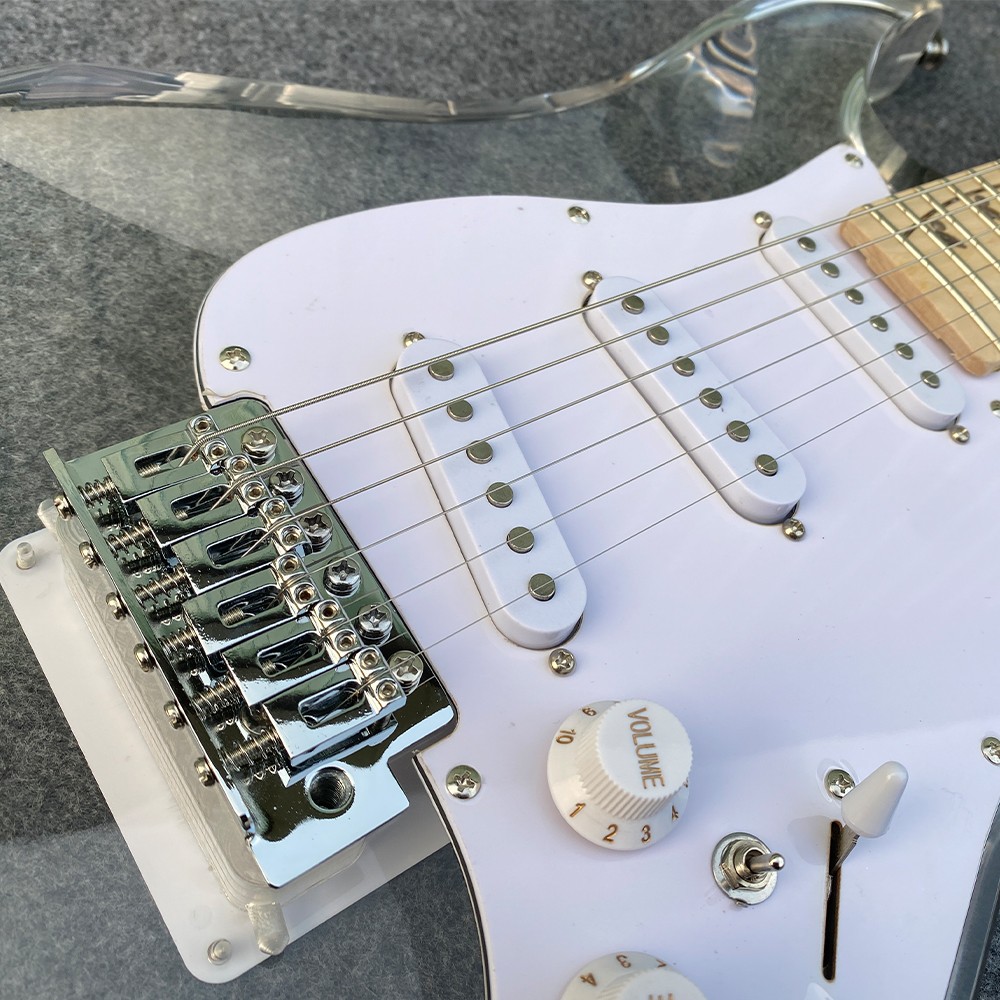 Electric Guitar Acrylic Body Maple Neck 22 Fret SSS Pickup Nice Tone LED Light