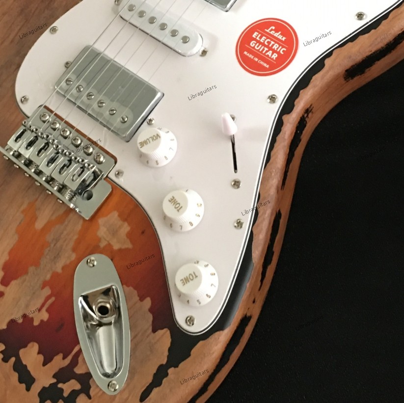Vintage Sunburst Electric Guitar Solid Body Maple Neck Bone Nut US Stock