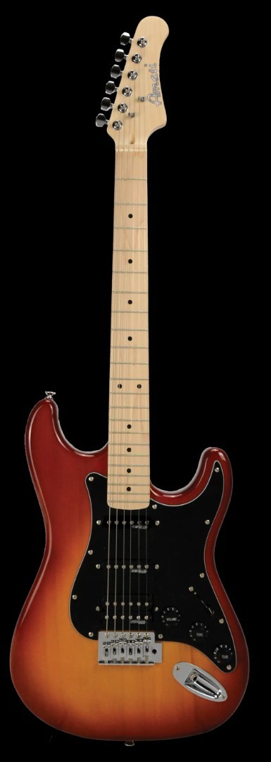 Amati H Series Model #20STHG ST Style Electric Guitar in Cherry Sunburst w/bag++