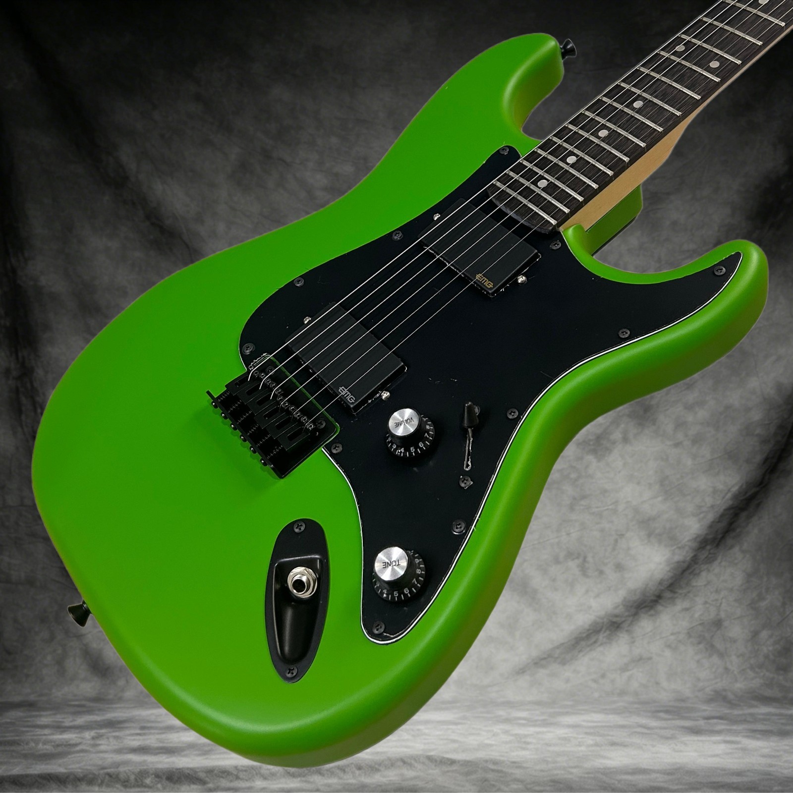 ST Electric Guitar Matte Green Color Active Pickups Black Hardware Mahogany Body