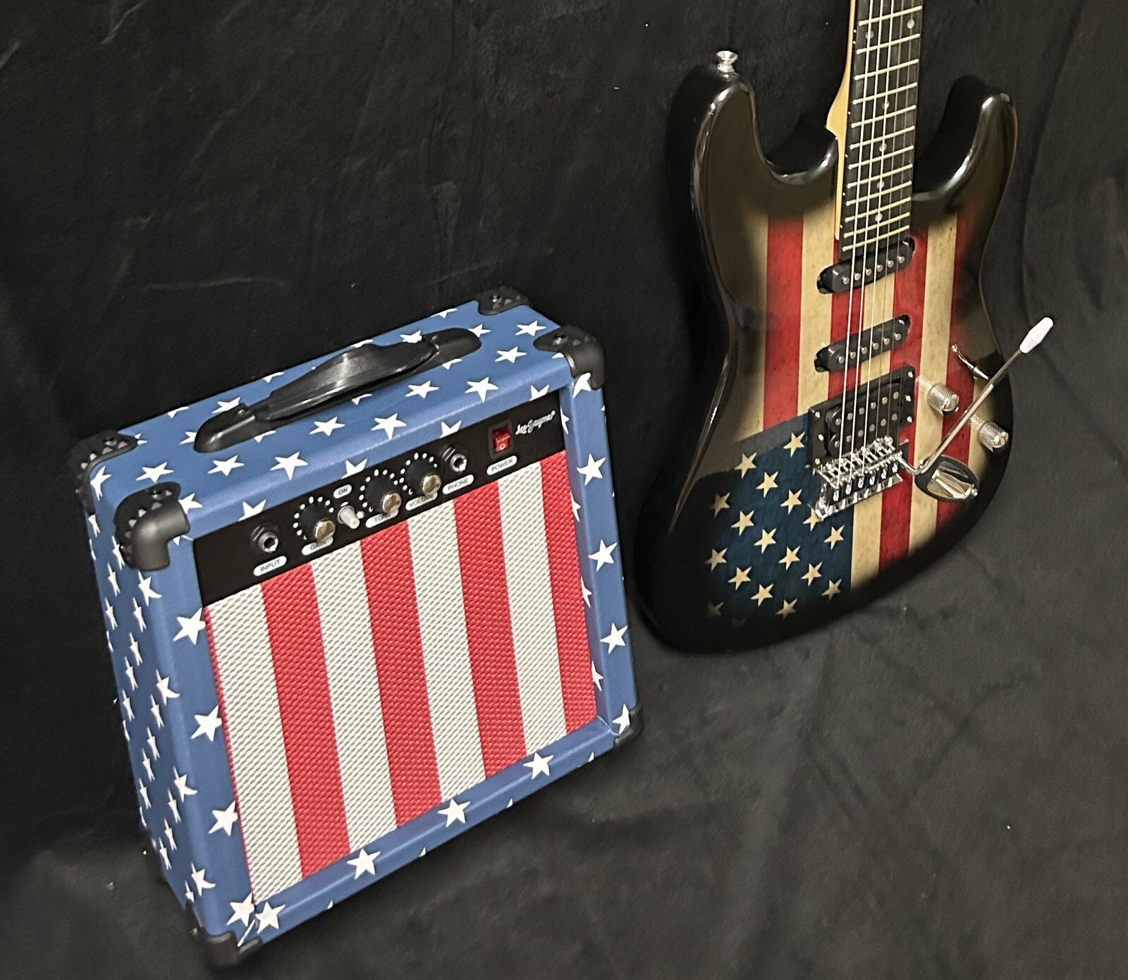 USA Flag Electric Guitar And Amp