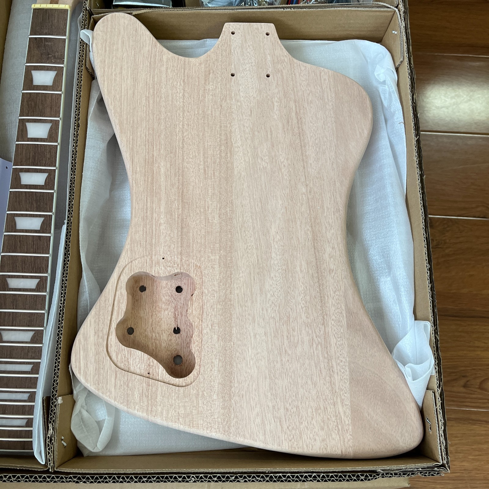 Unfinished Firebird Electric Guitar Mahogany Body Chrome Hardware Beginner Kit