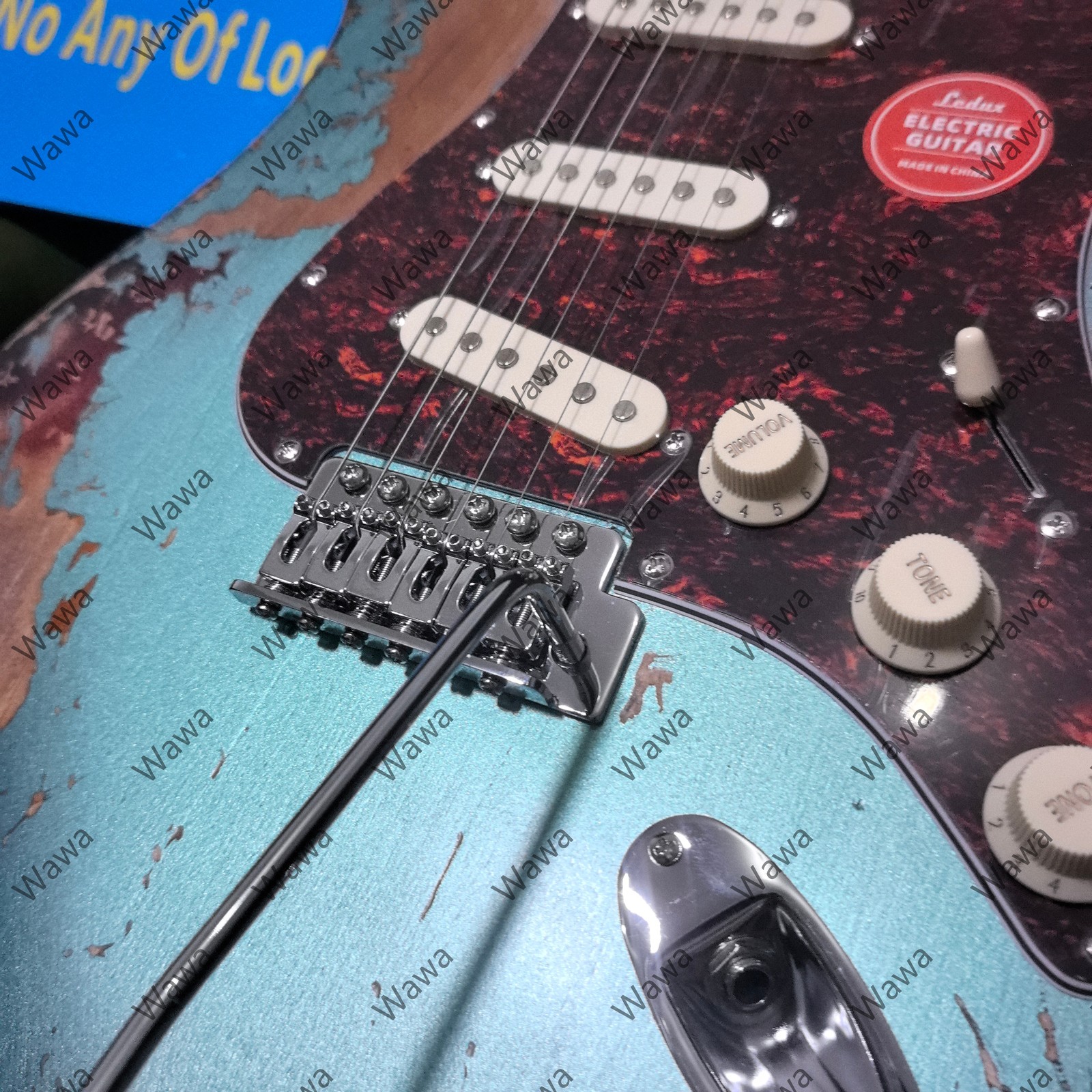 High-end SSS PickupsElectric Guitar Surf Blue Distressed Finish Ebony Fretboard