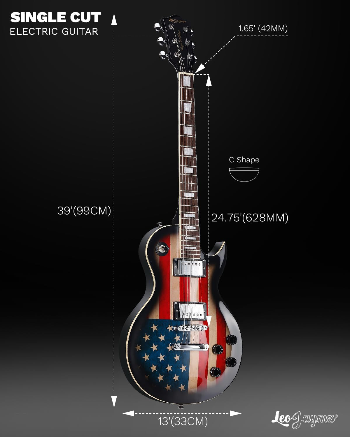SC Series Electric Guitar Mahogany Laurel Dual Humbuckers Tune-O-Matic US Flag