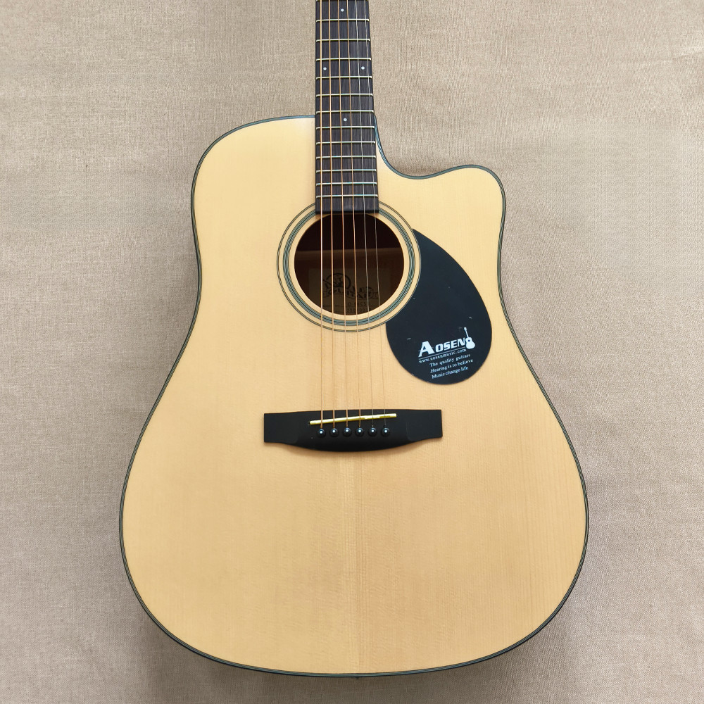 AOSEN 41″ Cutaway Acoustic Guitar Spruce layer Wood Top Softbag Purpleheart FB
