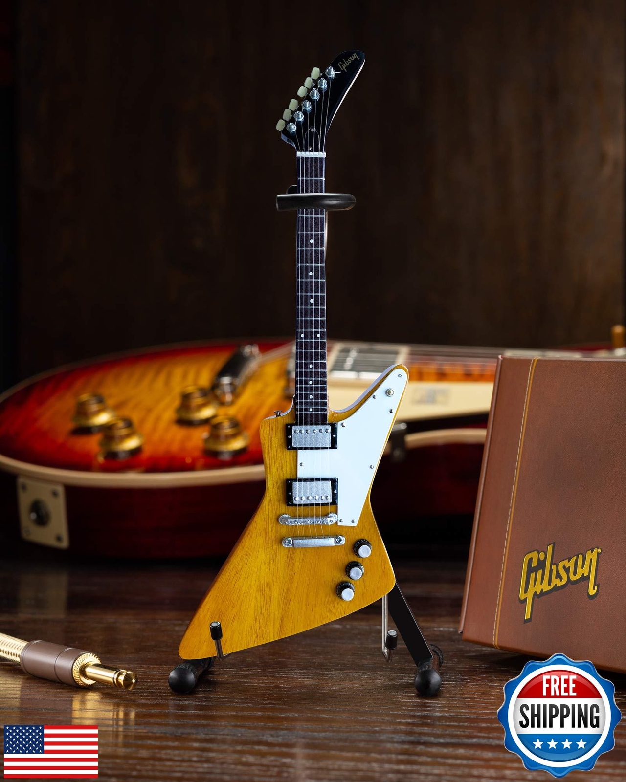FanMerch Explorer Korina Guitar Replica – 1:4 Scale Model