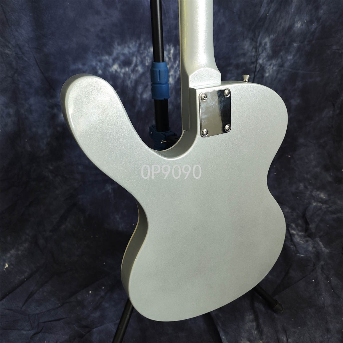Metallic Silver Color Electric Guitar Solid Body 6String Maple Neck unique shape