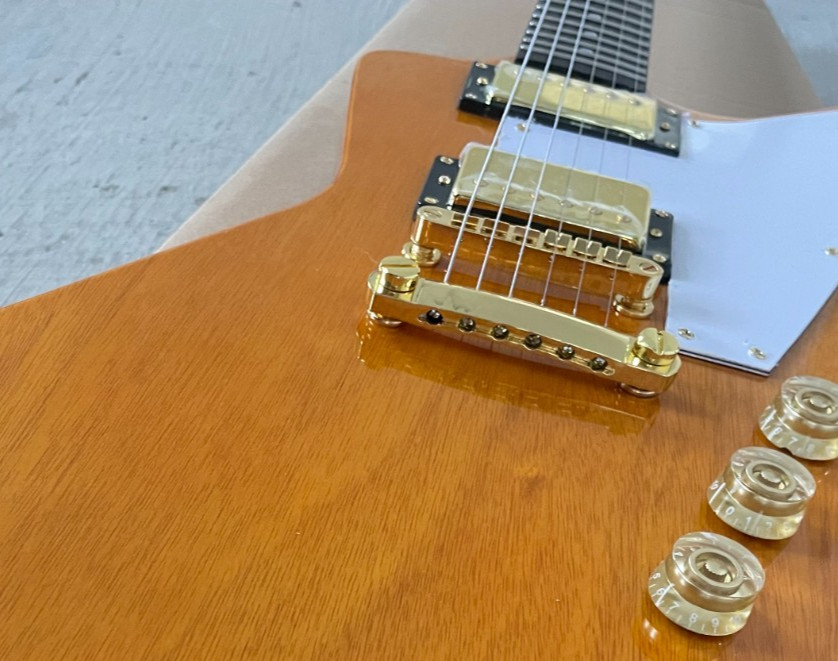 1958 Vintage Electric Guitar Gold Hardware HH Pickups Natural Wood
