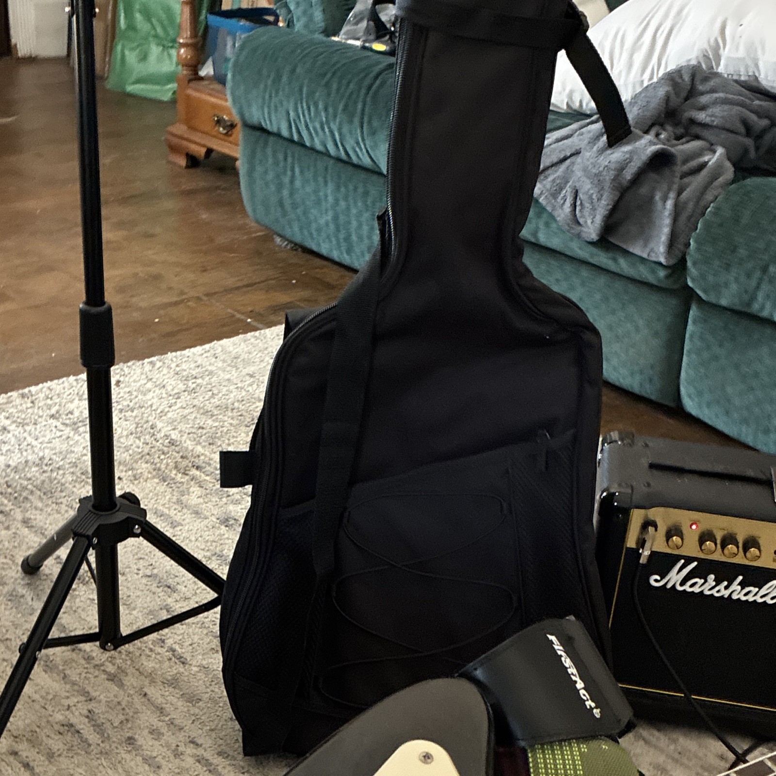 First Act 222 Elec Guitar, 50 Watt Marshall Amp,stand, case, strap, strings,pick