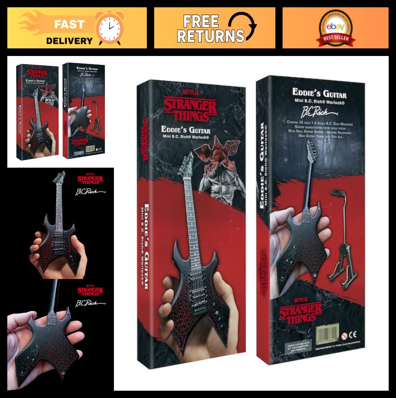 Stranger Things Eddie’s Mini Guitar Model – Collectible Replica, Perfect Gift