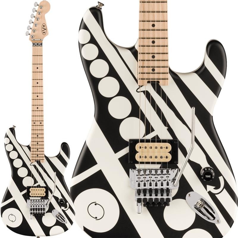 New EVH Striped Series Circles (White and Black/Maple) 830655 Electric Guitar