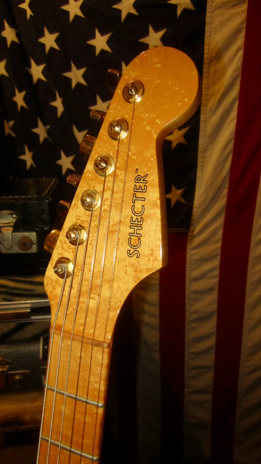 Pre Owned 1985 Schecter Super Strat Stratocaster Sunburst Flame Top With Case