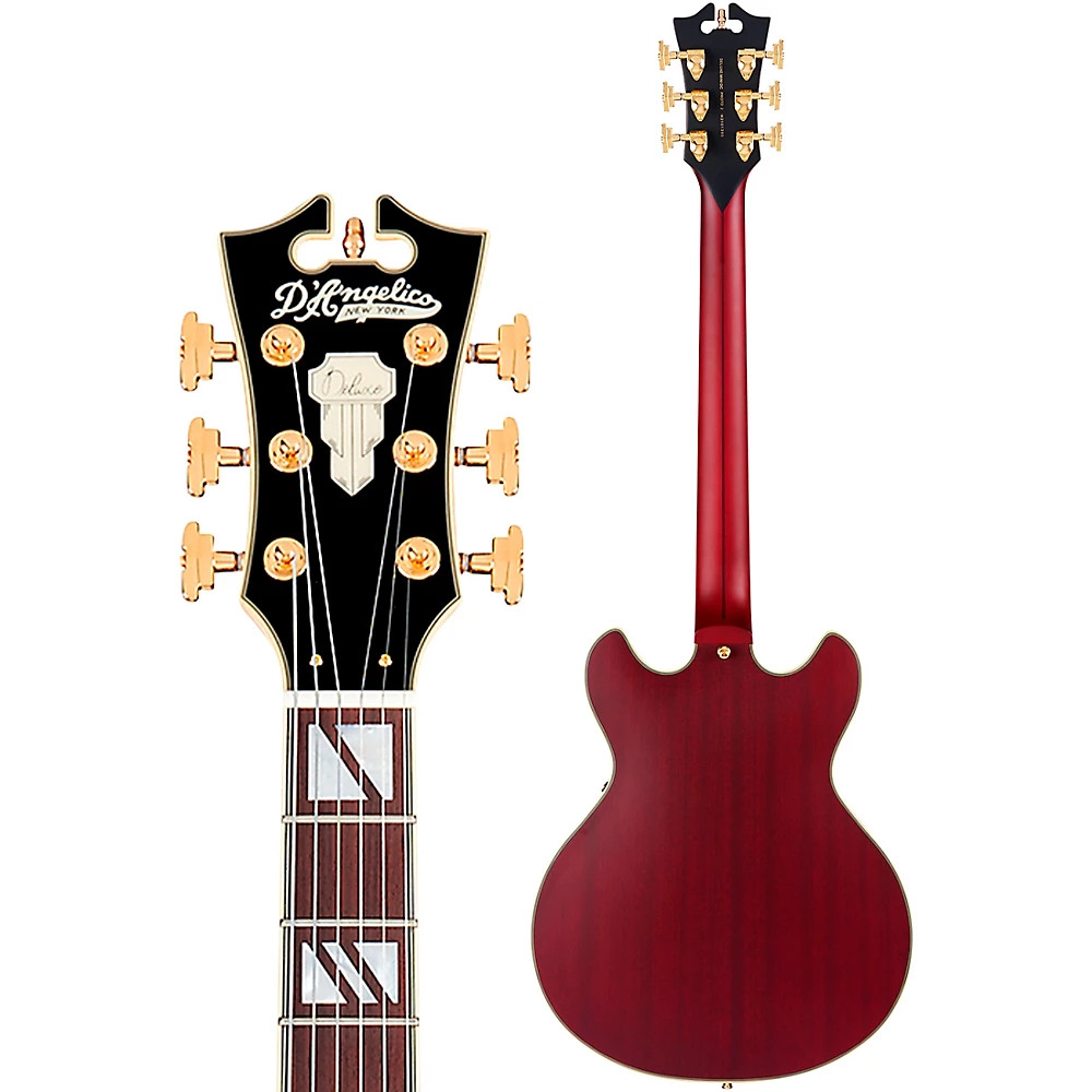 D’Angelico Deluxe Mini DC Semi-Hollow Electric Guitar Satin Trans Wine