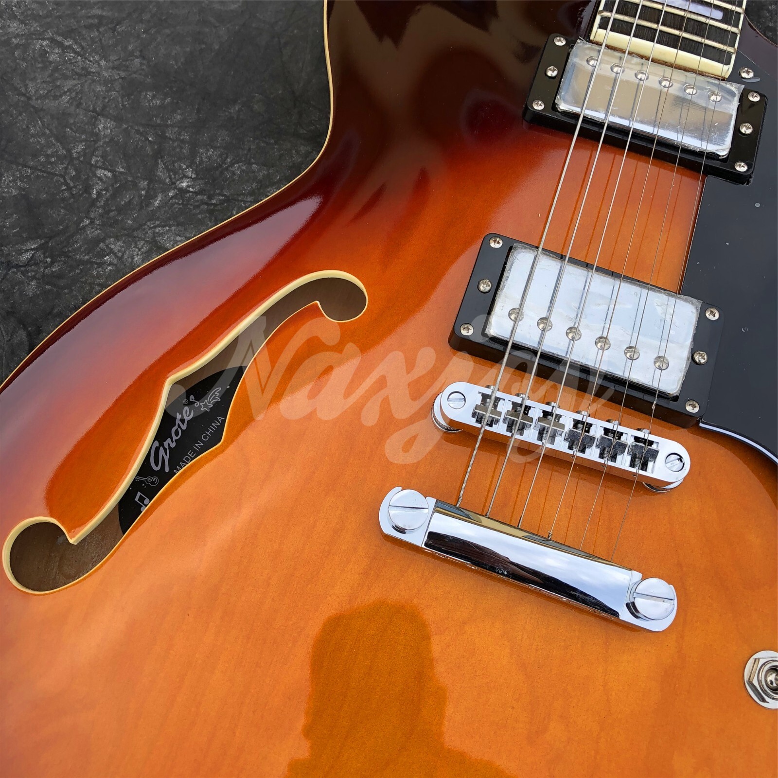Grote Sunburst Maple Electric Guitar Semi Hollow F holes Archtop Jazz Guitar