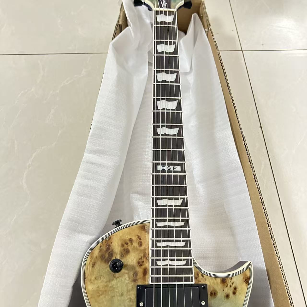 E-II Eclipse Burl Maple Blue Natural Fade Electric Guitar Active HH Pickups