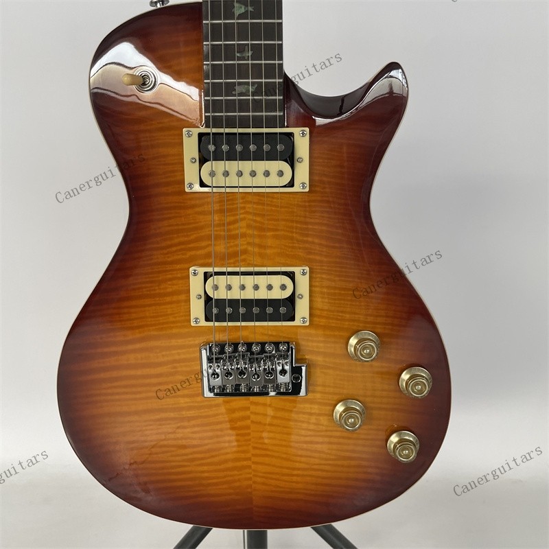 Electric Guitar Stainless Rounded Fret Edge Flamed Maple Top Tobacco Sunburst US