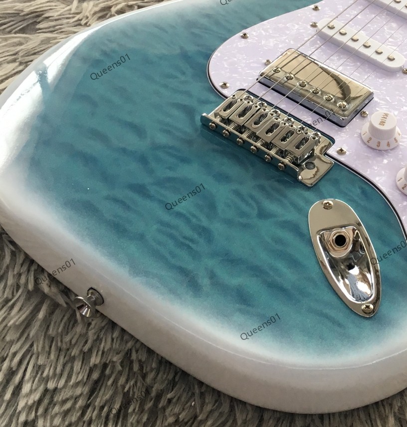 Electric Guitar Figured Maple Top Veneer SSH Pickups Chrome Hardware Fast Ship