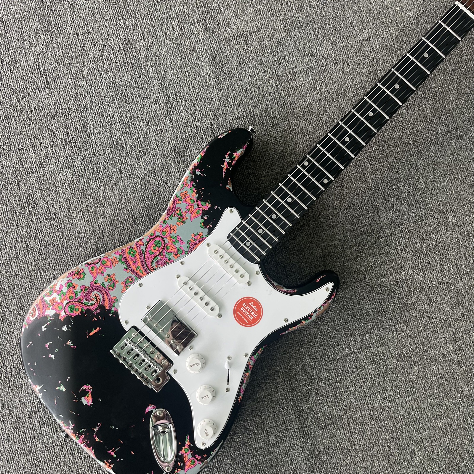 Aged black Paisl Electric Guitar Tremolo Chrome Part Maple neck new style fast