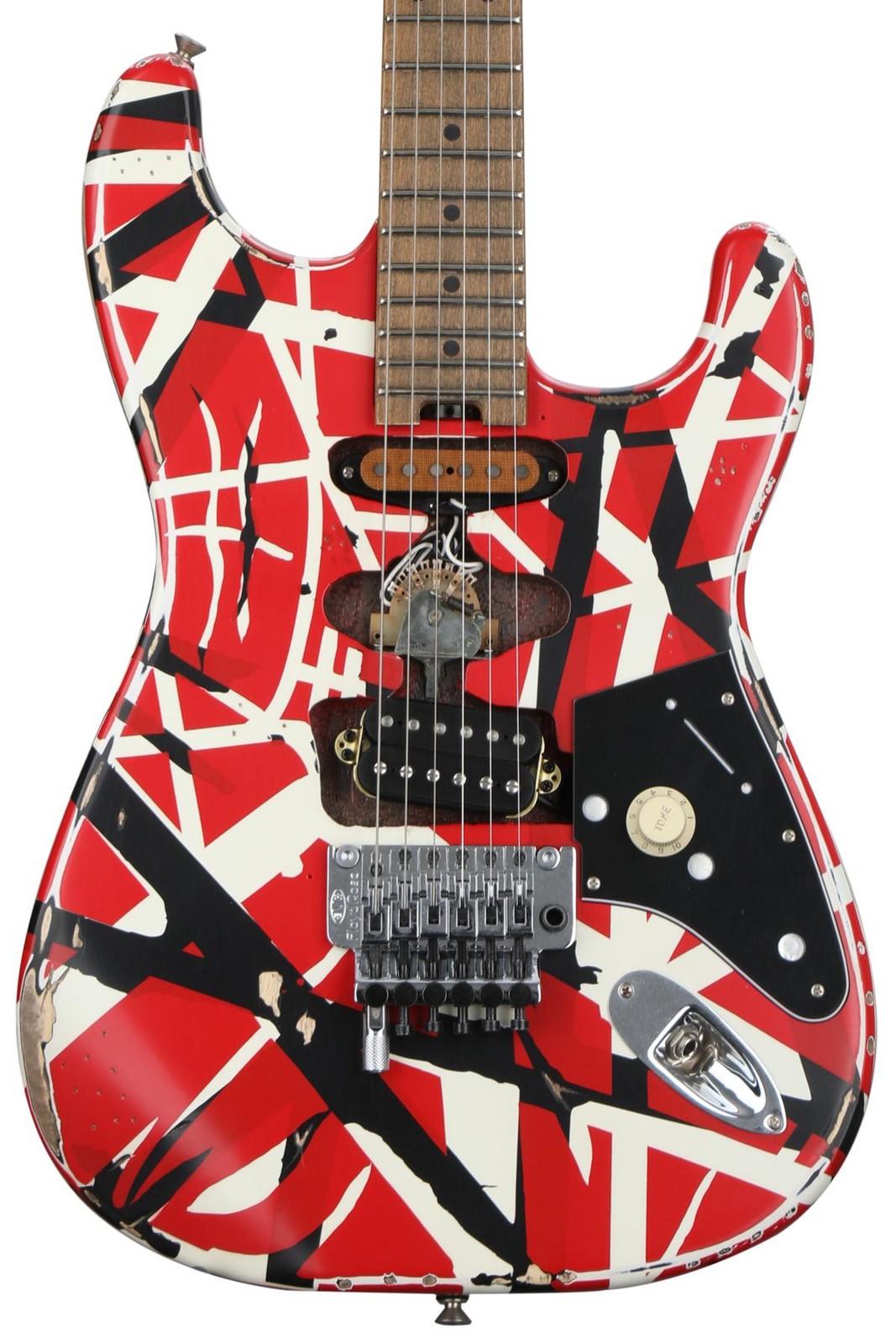EVH Striped Series Frankenstein Relic – Red/Black/White