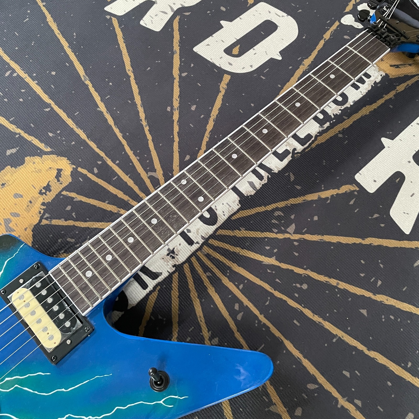 Blue Dimedean Electric Guitar 6String Lightning Body w/Floyd Free Ship