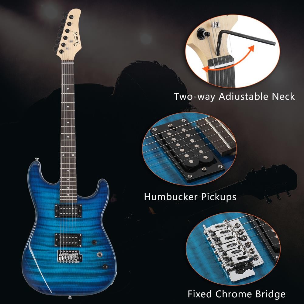 Glarry GST Stylish H-H Pickup Electric Guitar Kit Right Handed with 20W AMP Bag