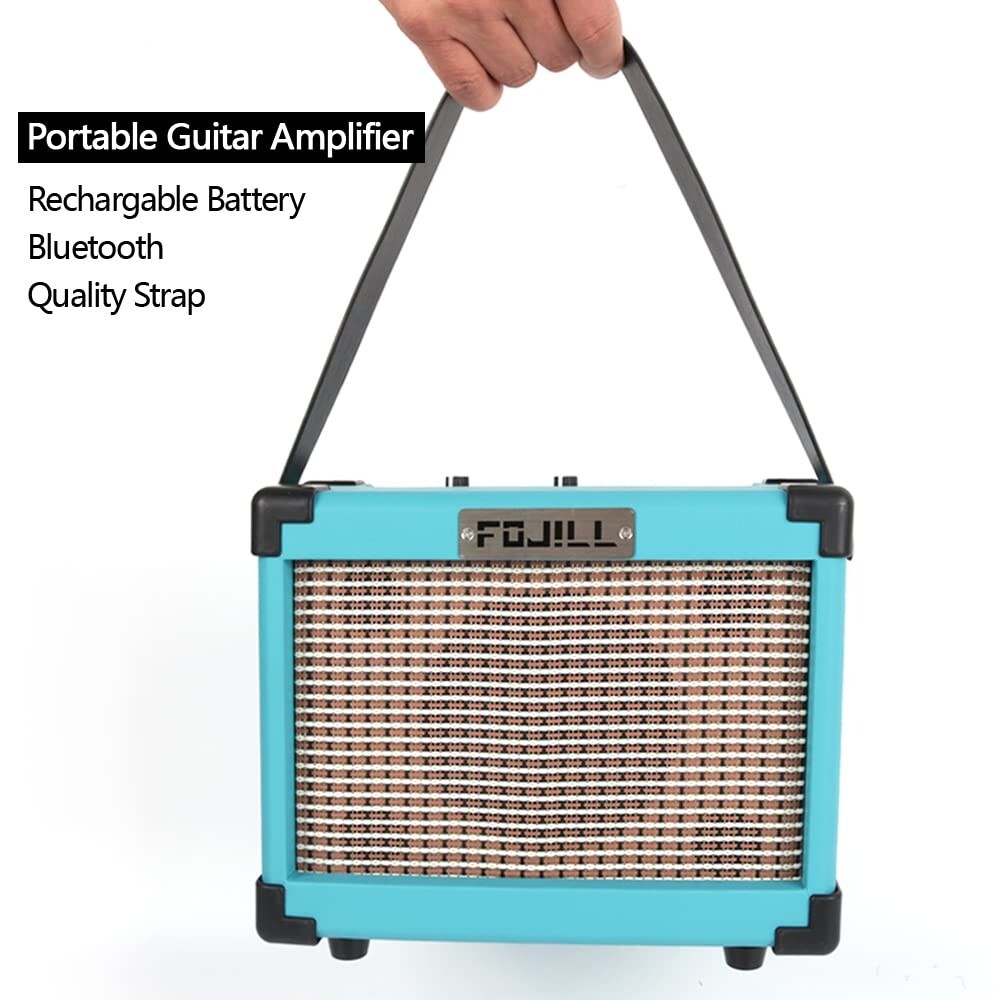 Full size electric PJ bass set with amplifier gigbag strap strings cable in blue