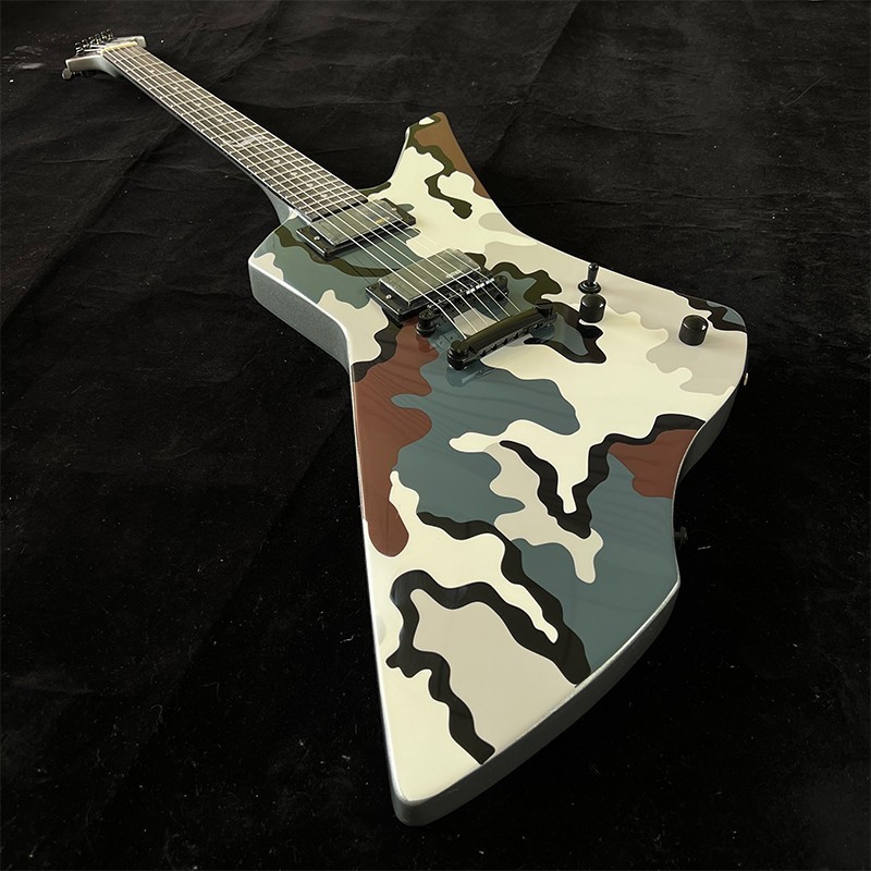 Unbranded camo alien electric guitar, black accessories, solid wood, free shippi