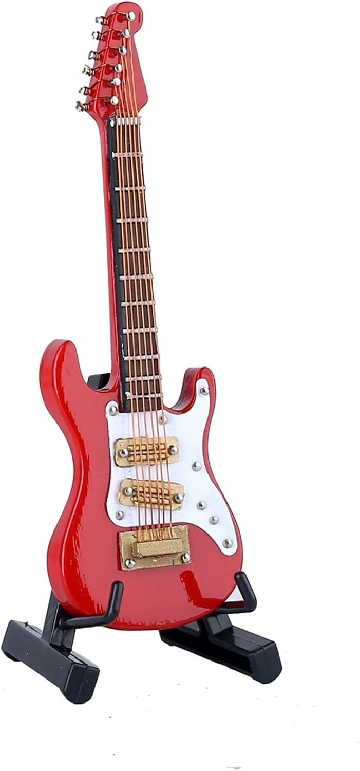 Stunning 1:12 Scale Miniature Electric Guitar – Stand & Case Included, Red