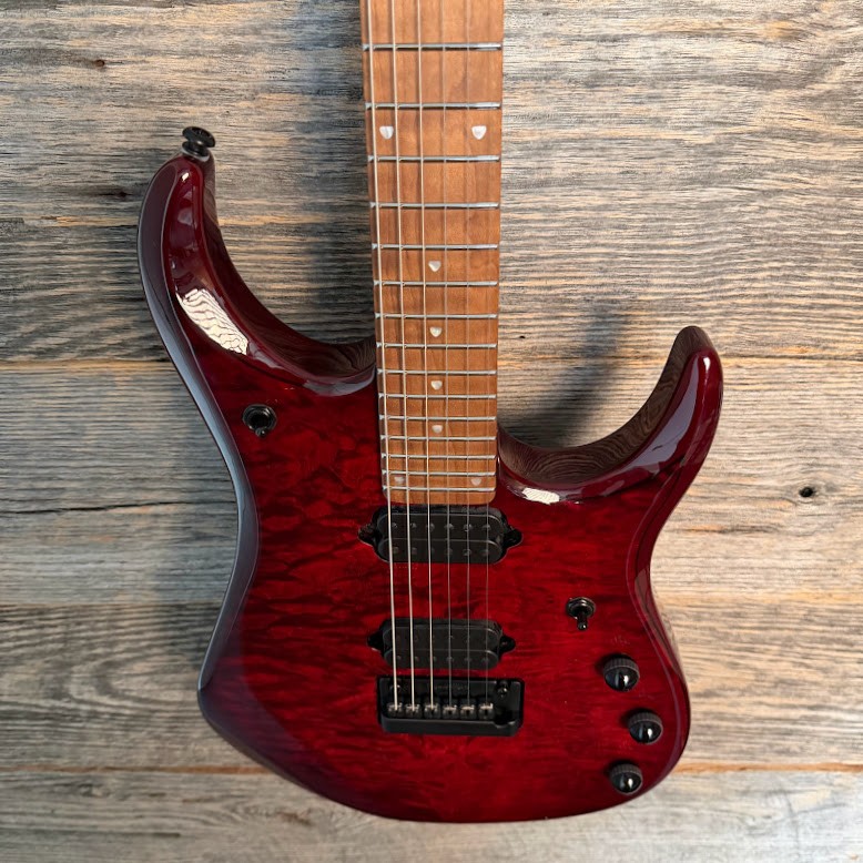 Ernie Ball Music Man JP15 Electric Guitar – Red Tide Quilt