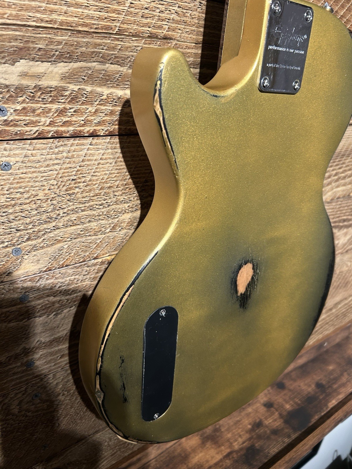Epiphone Les Paul Junior P90 – Aztec Gold Nitro over Sunburst Road Worn