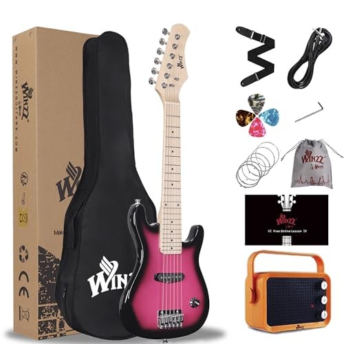 EGM100 30 Inches Real Kids Electric Guitar with Beginner Kit, Right Roseburst