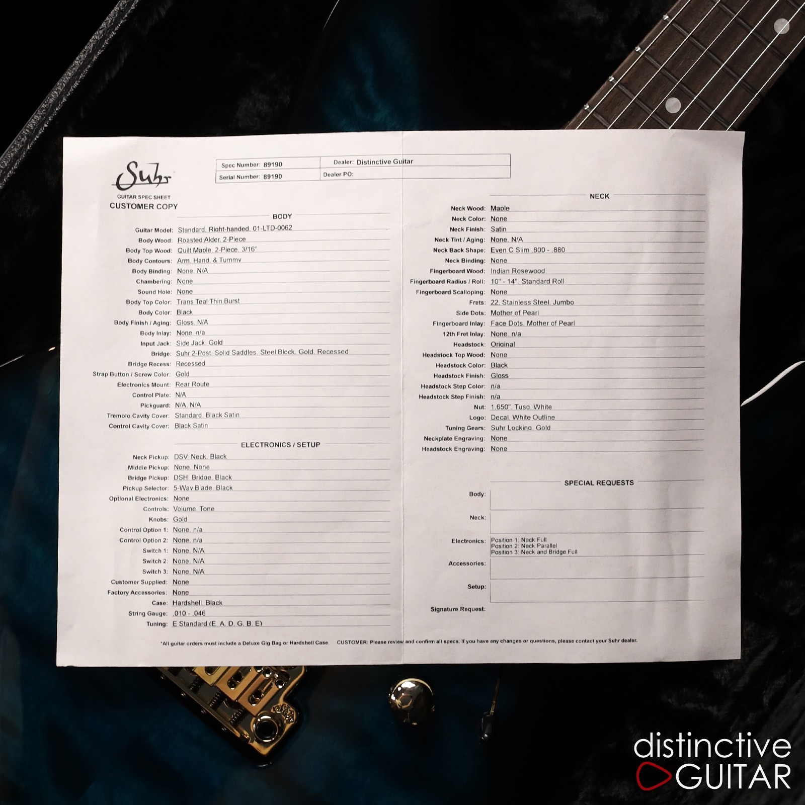 SUHR STANDARD THIN BURST LE – TRANS TEAL