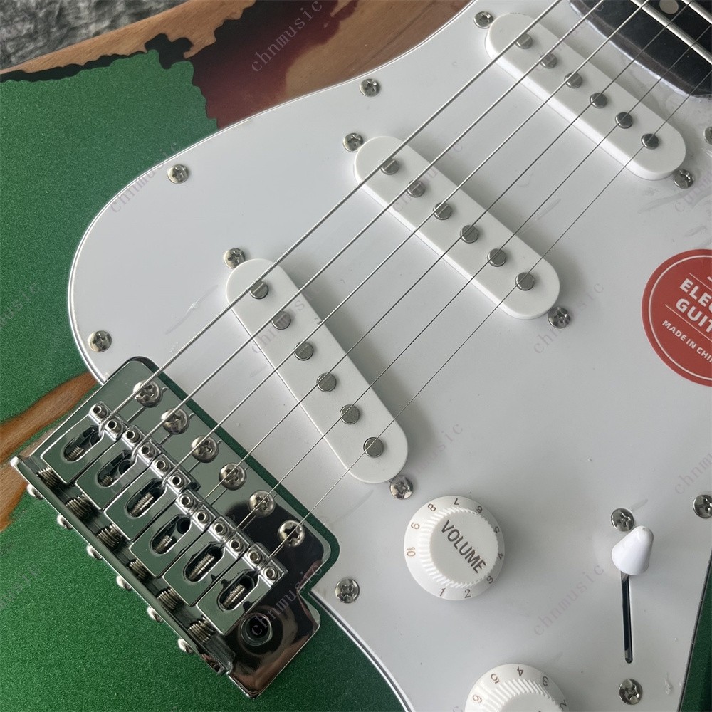 Solid Electric Guitar Stainless Fret Aged Sherwood Green over 3-Color Sunburst