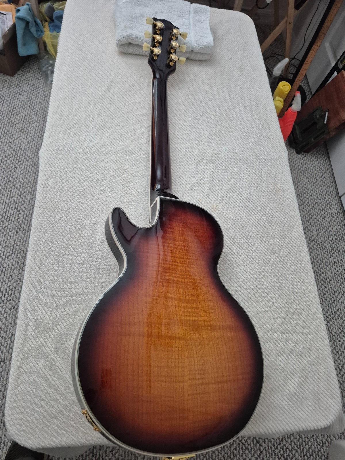 Vicers Tobacco Burst semi Hollowbody Upgraded ProBuckers Coil Split Orange Drops