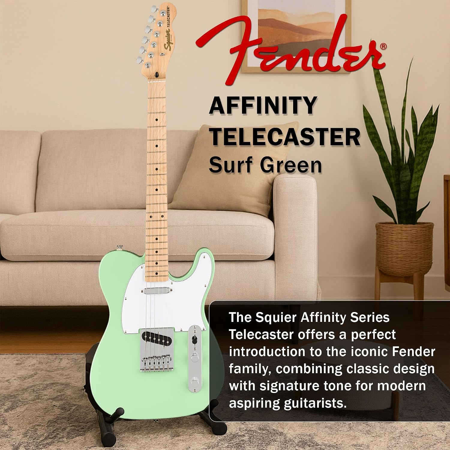 Fender Squier Affinity Telecaster Surf Green Bundle with Frontman 10G Amp