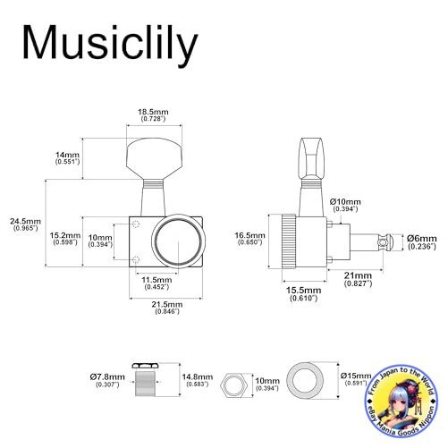 Musiclily Pro 6 String 2 Pin Locking Tuners 18:1 Ratio Fender Strat Tele Nickel